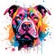 Vibrant watercolor painting abstract art of vivid pitbull dog, isolated on white background - vector