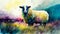 Vibrant watercolor painting of a sheep