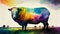 Vibrant watercolor painting of a sheep
