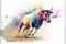 Vibrant watercolor painting showcase abstract art of vivid bull