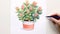 Vibrant Watercolor Succulent Painting With Polychrome Terracotta Style