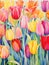 Vibrant Watercolor Tulip Field: A Beautiful Array of Blending Colors AI Generated
