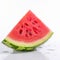 Vibrant Watermelon Slice On White Surface - Captivating Zoom Photography