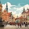 Vibrant and Whimsical Illustration of Krakow& x27;s Charm