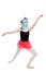 Vibrant Wig Wearing Ballet Girl in Stretch Position