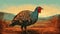 Vibrant Wild Turkey Illustration On Rough Landscape