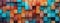 Vibrant wooden panel design triadic color scheme with rainbow cubes. Generated AI