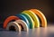 Vibrant Wooden Rainbows in Various Colors AI Generated