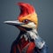 Vibrant Woodpecker 3d Art Portrait With Surreal Fashion