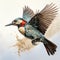 Vibrant Woodpecker In Flight: Digital Art Inspired By Travis Charest