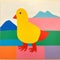 Vibrant Yellow Duck Painting: Minimalist Artwork For Nursery Room