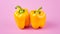 Vibrant yellow fruit and vegetables on a colorful background generated by AI tool