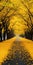 Vibrant Yellow Tree-lined Avenue: A Captivating Shohei Otomo And Bess Hamiti Inspired Masterpiece