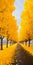 Vibrant Yellow Trees In Shohei Otomo Style: A Joyful Celebration Of Nature