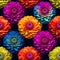 Vibrant Zinnia Rows: Triadic Neon Pop Art Flower Wallpaper