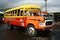 Vibrantly painted bus in Samoa