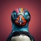 Vibrantly Surreal Close-up Of Penguin\\\'s Face: Minimal Retouching And Textured Expressions