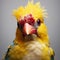Vibrantly Surreal Close-up Of A Yellow Bird: Explosive Pigmentation And Quirky Portraits