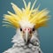 Vibrantly Surreal Cockatiel: A Close-up Portrait With Luminous Yellow Feather