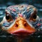 Vibrantly Surreal Duck Photography: A Close-up Of A Colorful Face