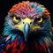 Vibrantly Surreal Eagle Close-up: Colorful Feathers And Eyes