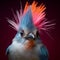 Vibrantly Surreal Fashion Photography: Close-up Titmouse With Colorful Mohawk