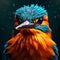 Vibrantly Surreal Kingfisher: Photorealistic Fantasy Bird On Dark Background
