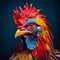Vibrantly Surreal Rooster: Close-up Face In Colorful Andreas Levers Style