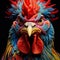 Vibrantly Surreal Rooster: Hyper-realistic Sculpture In Comic Book-like Style