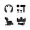 Vibrating massagers black glyph icons set on white space