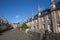 Vicars Close next to Wells Cathedral Somerset England uk historic cottages, houses and chimneys