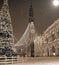 Vicenza in Italy the Main Square with snow and Christmas Tree wi