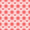 Vichy seamless pattern with dotted hearts. Checkered Valentine day texture for picnic blanket, tablecloth, plaid. Fabric