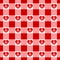 Vichy seamless pattern with hearts. Checkered Valentine day texture for picnic blanket, tablecloth, plaid. Fabric