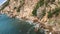 Vico Equence high angle summer seascape view to the high rocks and Tyhrrenian sea with splashing waves