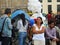 Victims of violence and students in protest in Bogota, Colombia.