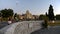 Victoria, British Columbia, Canada - June 17, 2018. Evening view of Inner Narbor. People walk along the promenade.