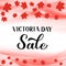 Victoria day Sale banner. Calligraphy hand lettering with red maple leaves. Holiday in Canada. Vector template for typography