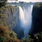 Victoria Falls. Beautiful Victoria waterfall. Above view of an astonishing big waterfall. Image of high giant waterfall pouring