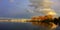 Victoria Landscape Panorama of Dramatic Evening Light at Oak Bay Marina, Vancouver Island, BC, Canada