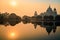 Victoria Memorial architectural building and monument at sunset