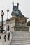 VIctoria Memorial Hall in Kolkata, India.Queen Victoria statue with throne in front of VIctoria Memorial Hall in Kolkata, India.