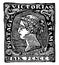 Victoria Six Pence Stamp from 1854 to 1858, vintage illustration