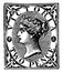 Victoria Two Pence Stamp from 1870 to 1878, vintage illustration