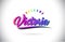 Victoria Welcome To Word Text with Creative Purple Pink Handwritten Font and Swoosh Shape Design Vector