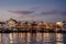 Victoria Wharf at the V&A Waterfront lit up at night