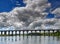 Victorian arched railway bridge on the river Tweed