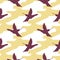 Victorian botanical hummingbird seamless vector background. Vintage pattern of exotic bird for all over print. Cute