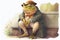 Victorian clothes elegant frog or toad watercolour