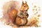 Victorian clothes squirrel watercolor hare